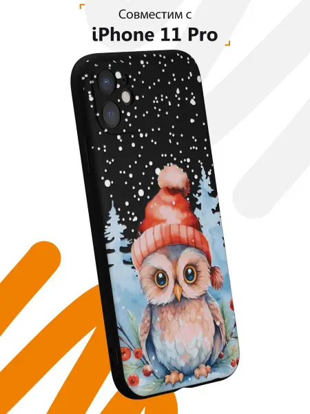 Мобилиус Чехол на iPhone 11с принтом Новогодняя сова