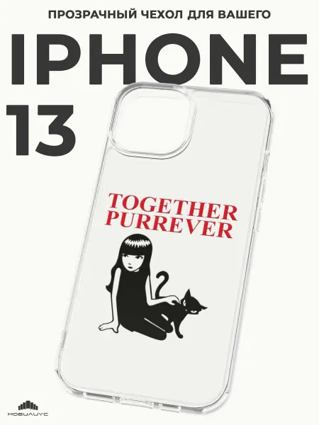 Мобилиус Чехол-бампер на iPhone 13 с принтом Котик