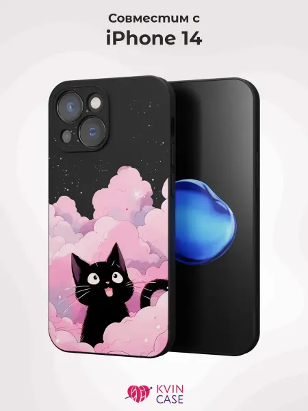 KVIN CASE Чехол на Apple iPhone 14 с принтом Котик