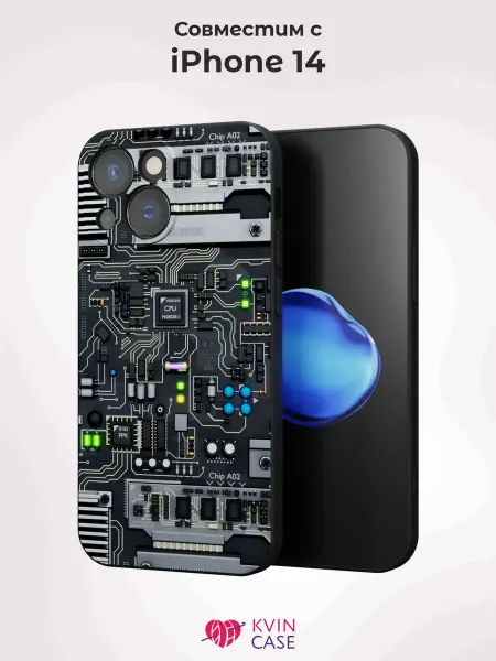 KVIN CASE Чехол на Apple iPhone 14 с принтом Микросхема
