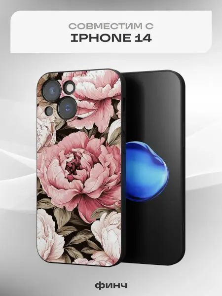 Финч Чехол на Apple iPhone 14 с принтом Пионы