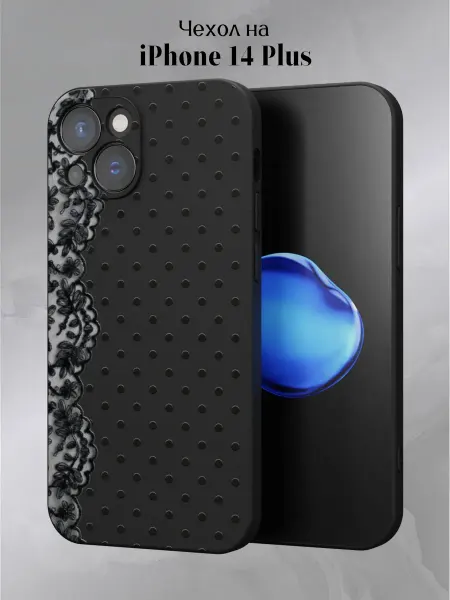 Slow Hold Чехол на iPhone 14 Plus кружевной в горошек