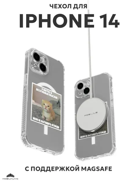 Мобилиус Чехол с MagSafe на iPhone 14 с принтом Мем