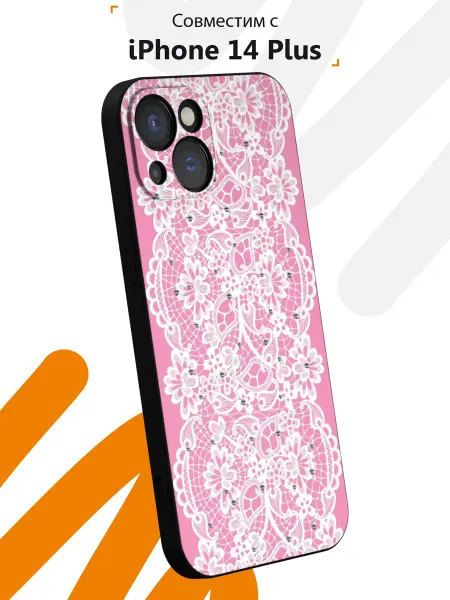 Мобилиус Чехол на iPhone 14 Plus с принтом Кружево