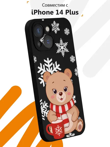 Мобилиус Чехол на iPhone 14с принтом Новогодний мишка