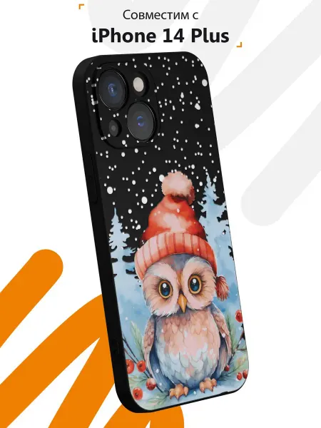 Мобилиус Чехол на iPhone 14с принтом Новогодняя сова
