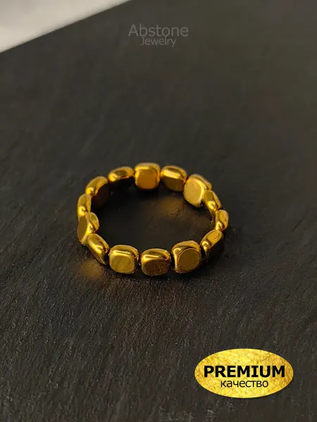 Кольцо Abstone из гематита, бижутерия, 4*4мм