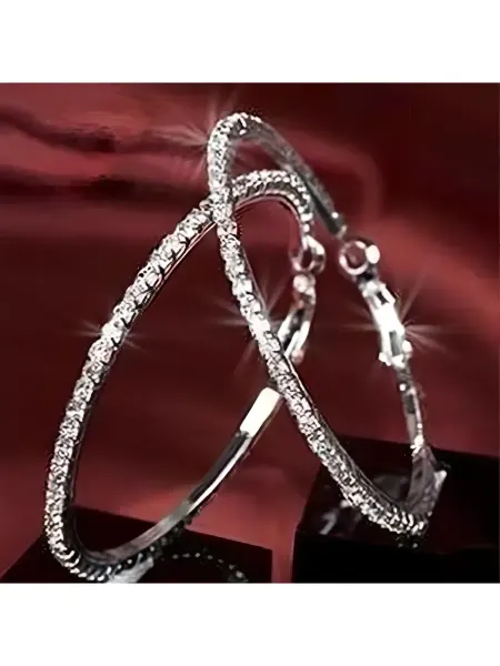 Серьги кольца со стразами 4.5 см