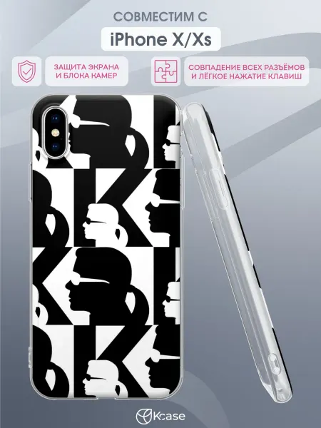 Kcase Чехол на Apple iPhone X и XS с принтом Karl Lagerfeld