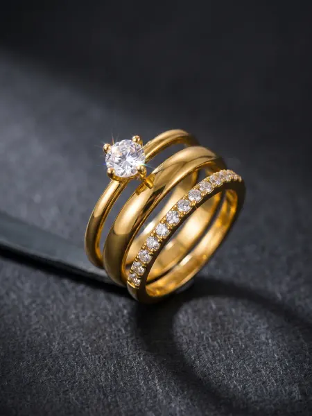 ARTVI Jewelry Кольцо набор тройное дорожка с камнем