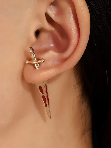 LAWE GOTHIC Готические серьги пусеты гвоздики кровавый меч Bloody Dagger