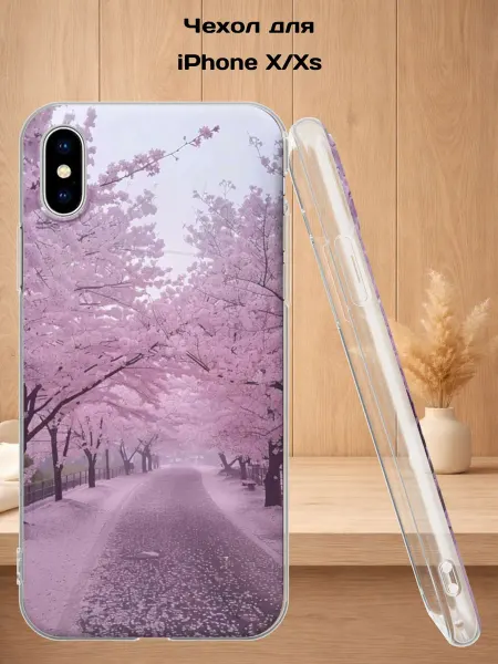 Case Style Чехол на iPhone X и XS с принтом Цветущая сакура