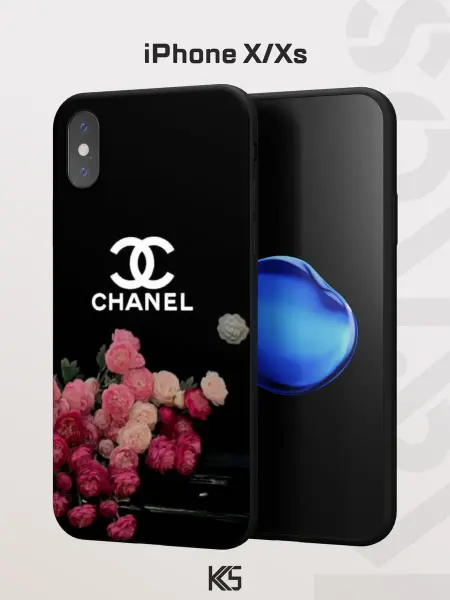 Варибрус Чехол на iPhone X и XS с принтом Chanel и розы