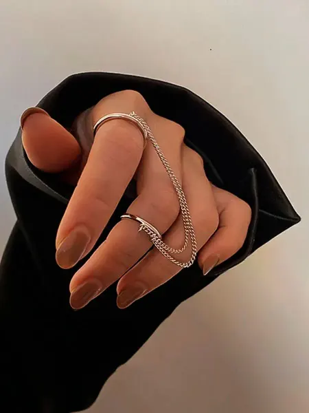DESIGNER JEWERLY Кольцо двойное с цепочками, бижутерия