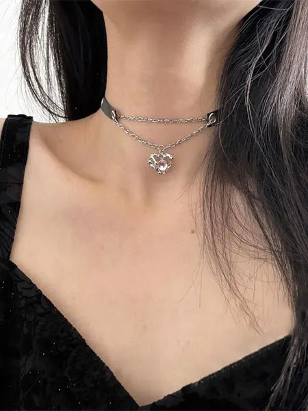 DESIGNER JEWERLY Чокер кожаный на шею с сердцем