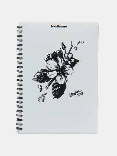 Тетрадь ErichKrause Blossom, Black and White, А5, 80 листов, клетка 54118 q0000053651