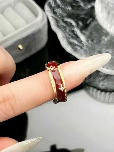 LAWE GOTHIC Разъемное регулируемое классическое кольцо Wine Gem