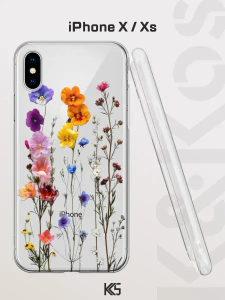 Варибрус Чехол на iPhone X и XS с принтом Полевой букет