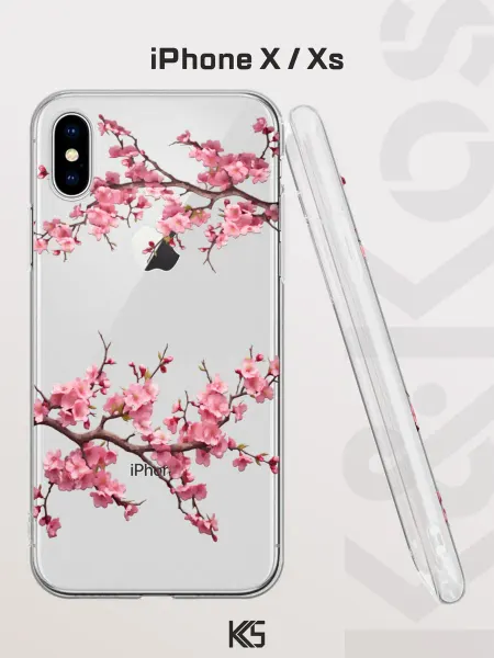 Варибрус Чехол на iPhone X и XS с принтом Ветка сакуры