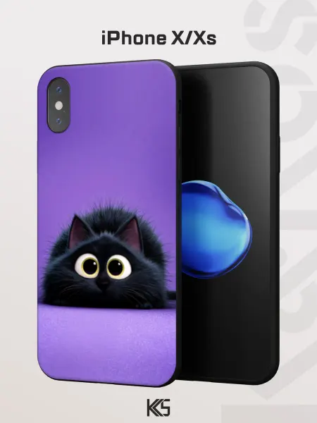 Варибрус Чехол на iPhone X и XS с принтом Котенок-глазастик