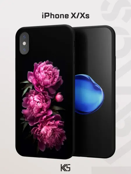 Варибрус Чехол на iPhone X и XS с принтом Пышные пионы
