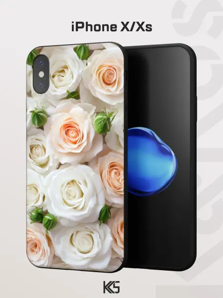 Варибрус Чехол на iPhone X и XS с принтом Пышные розы