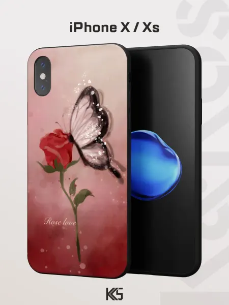 Варибрус Чехол на iPhone X и XS с принтом Красная роза