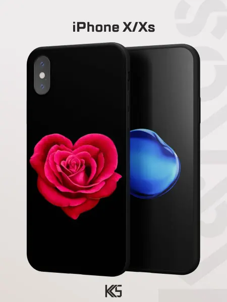 Варибрус Чехол на iPhone X и XS с принтом Роза-сердце