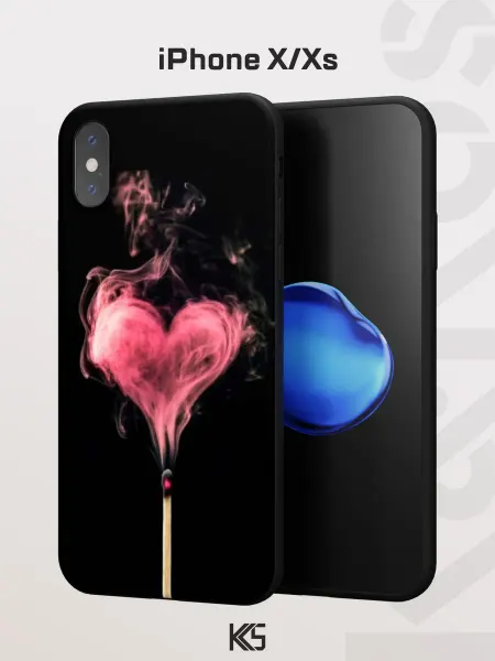 Варибрус Чехол на iPhone X и XS с принтом Спичка-сердце