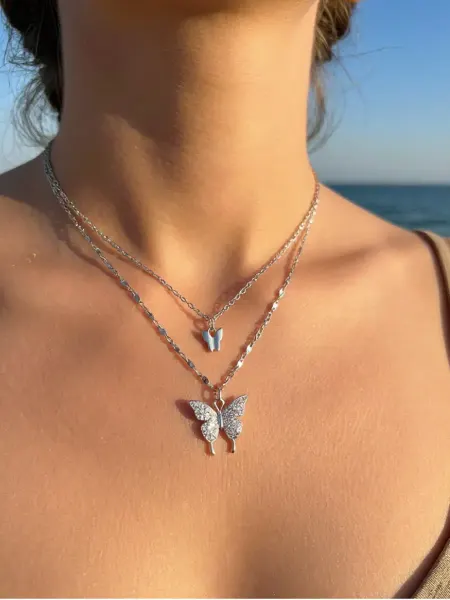 Jade jewelry Подвеска на шею с бабочками