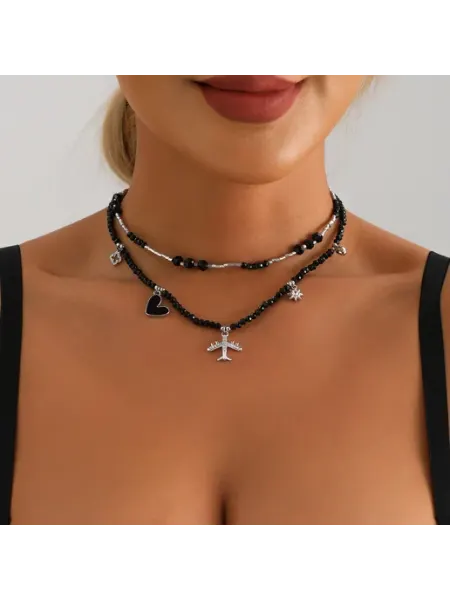 JECOMY Ожерелье Двойное Самолет