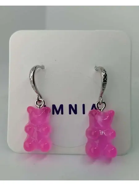 OMNIA JEWEL Серьги детские мишки розово малиновые
