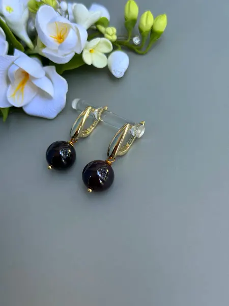 Nadezhda Jewellery Серьги бижутерия с гранатом