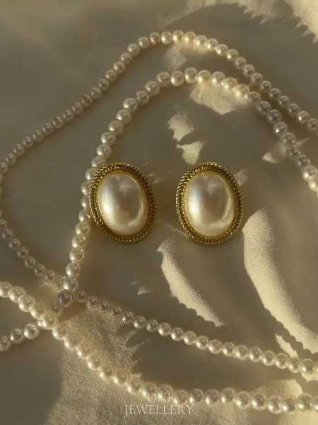 ONI jewellery Серьги жемчужные винтажные бижутерия