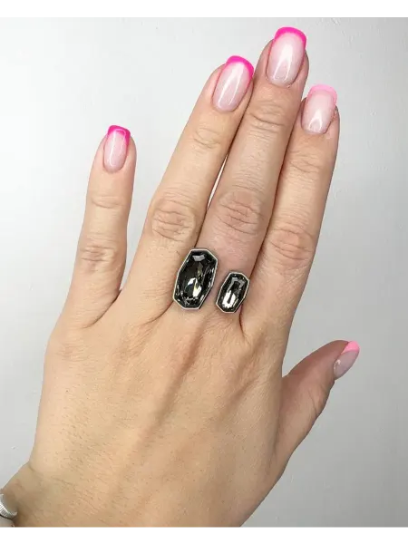 SOLOVYOVA JEWELRY Кольцо с крупными серыми камнями бижутерия