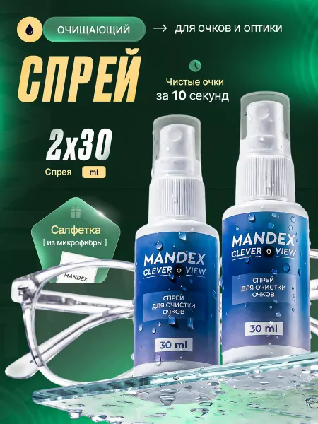 MandeX Набор спрей для очков очищающий