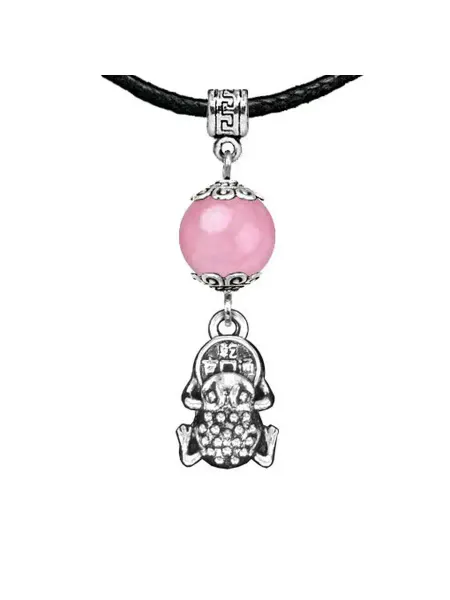 Runes&Gems Амулет Лягушка с монетой (богатство), розовый кварц