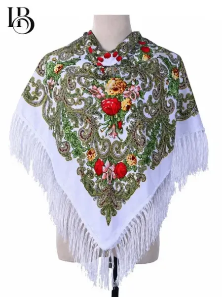 Платок цветной, русский народный на голову и плечи