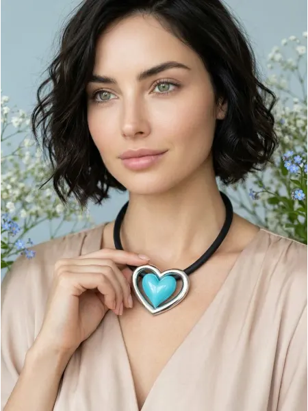 AlenkaShop Колье на шею голубое сердце