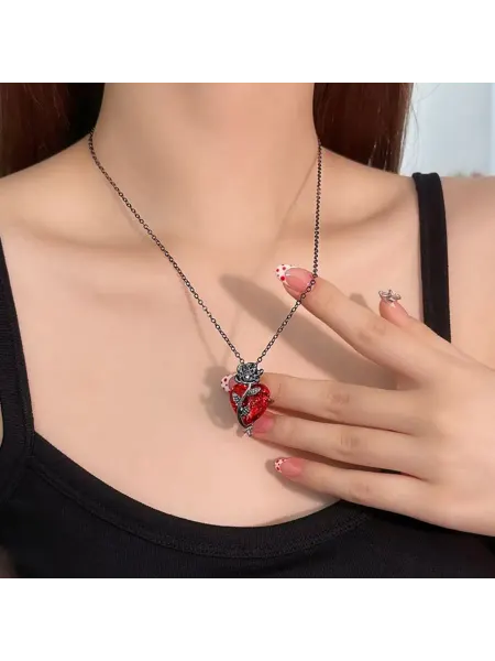 Цепочка с кулоном сердце и роза
