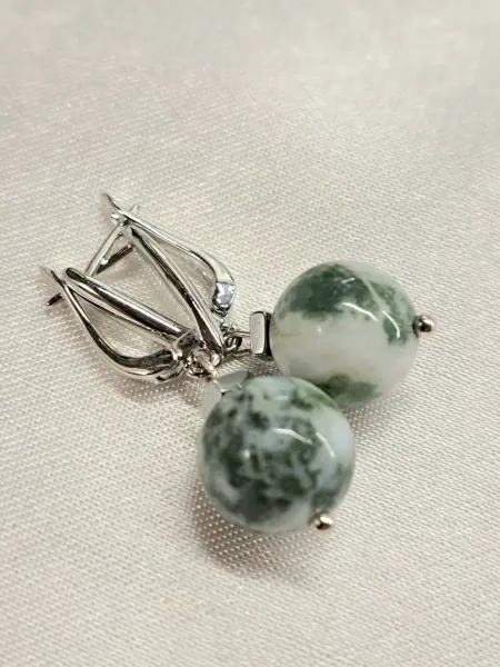 Серьги моховой агат