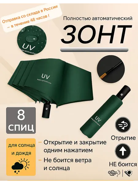 Зонт черный автомат антиветер