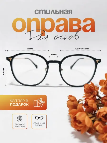 Оправа для очков, черные крылья