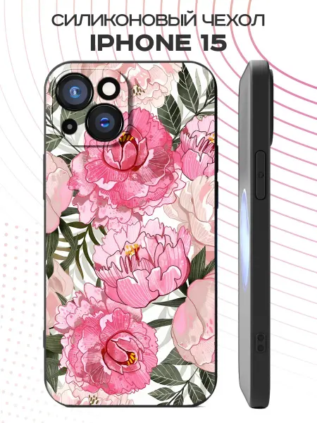 FACTORIA Чехол на Apple Iphone 15 с принтом Пионы