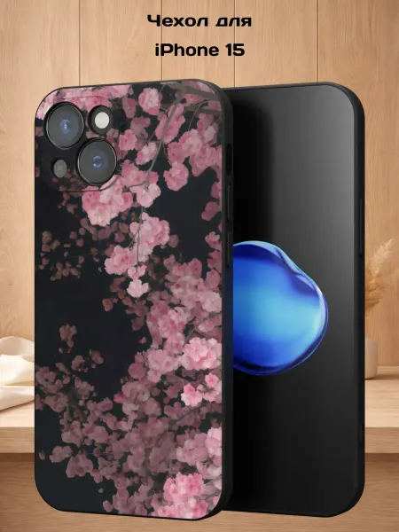 Case Style Чехол на iPhone 15 с принтом Сакура