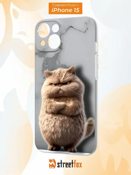 Street Fox Чехол на iPhone 15 с принтом Котик
