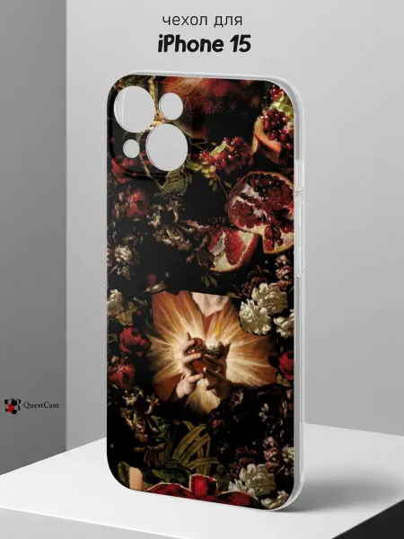 QuestCase Чехол на iPhone 15 с принтом Гранат