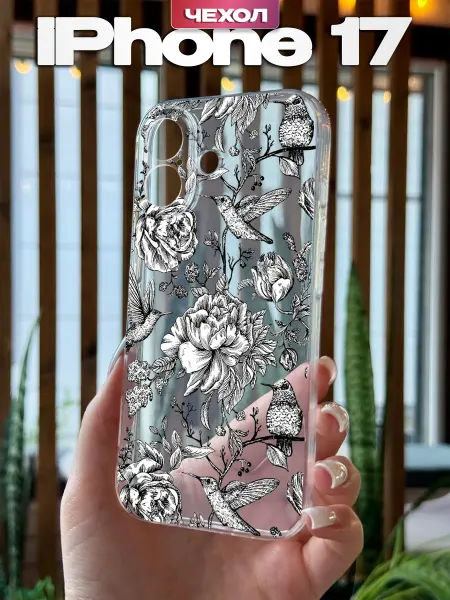 PBl store Чехол на iPhone 17 с принтом Пионы