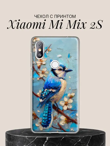 Xiaomi Чехол на Mi Mix 2S Голубая сойка в цветущей сакуре