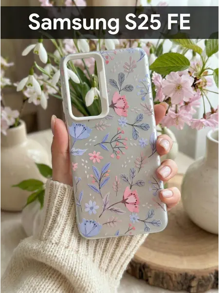 Good Luck Clover Чехол на Samsung Galaxy S25 Fe Цветочный Принт (3)